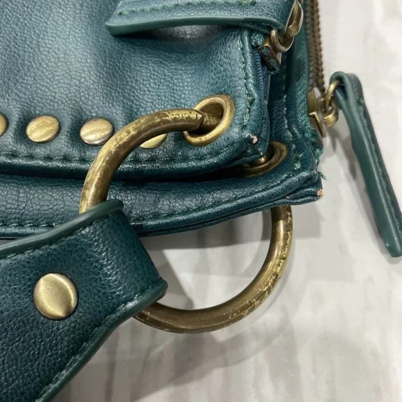 Anthropologie Teal Green Crossbody Bag With Gold Studs - Picture 14 of 14